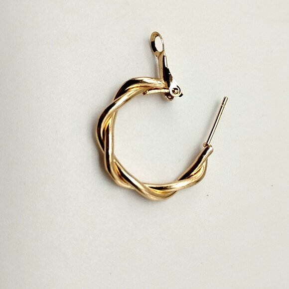 Gold-tone Twisted Hoop Earrings - Picture 10 of 13